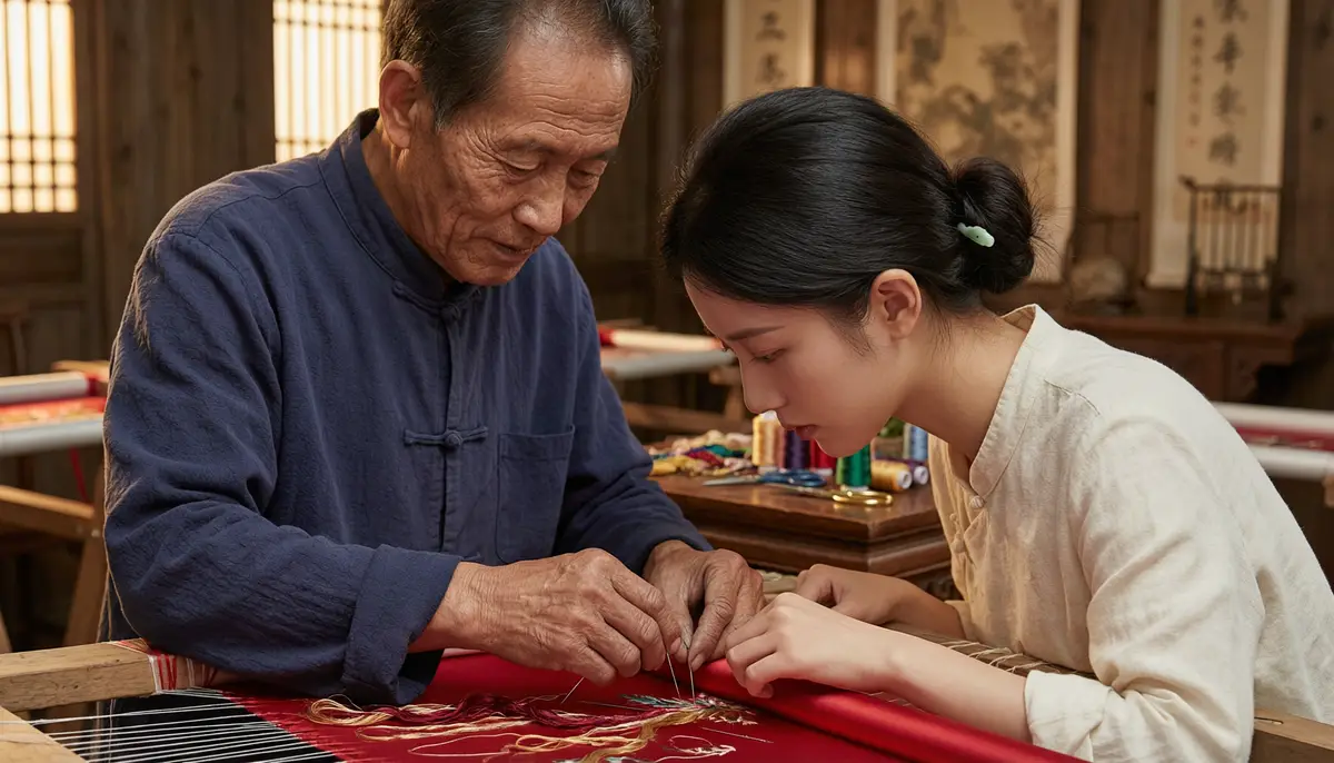 sichuan embroidery artisan teaching