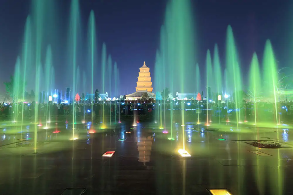 Music Fountain at the North Square of the Big Wild Goose Pagoda