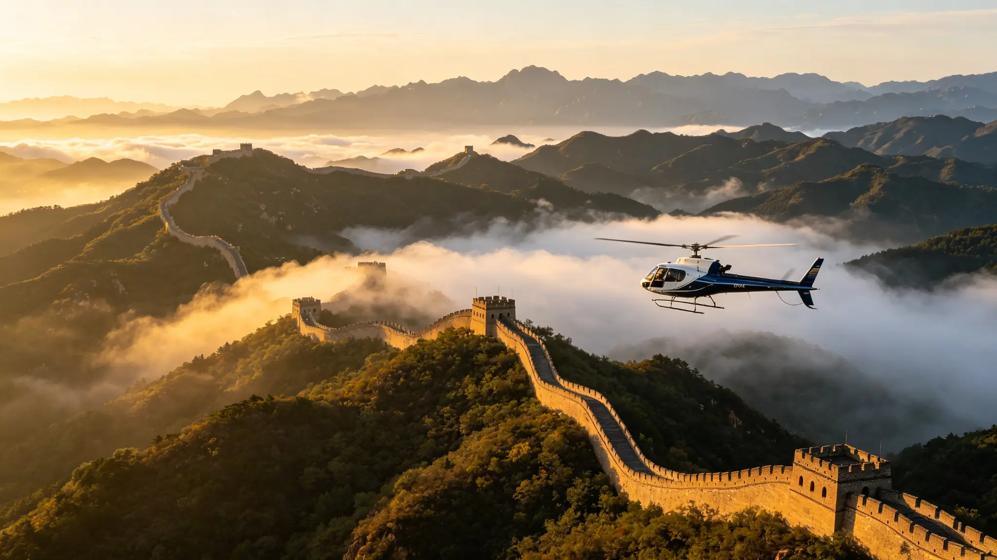 Luxury Beijing Experiences | Badaling Helicopter Private Great Wall Flight