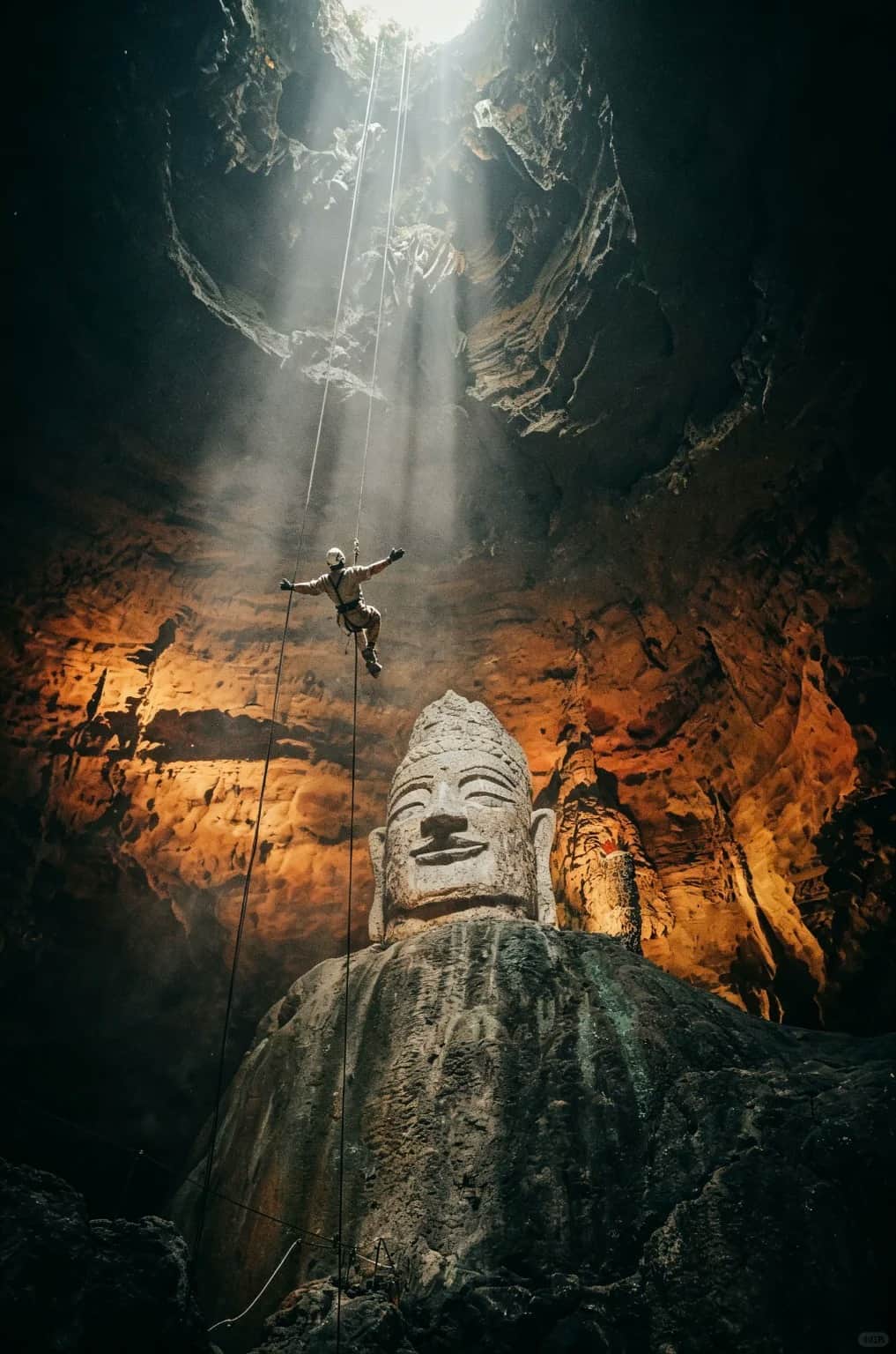 1-Day Tianyan Cave Adventure: Cliff Rappelling, Via Ferrata & Lava Hotpot Experience