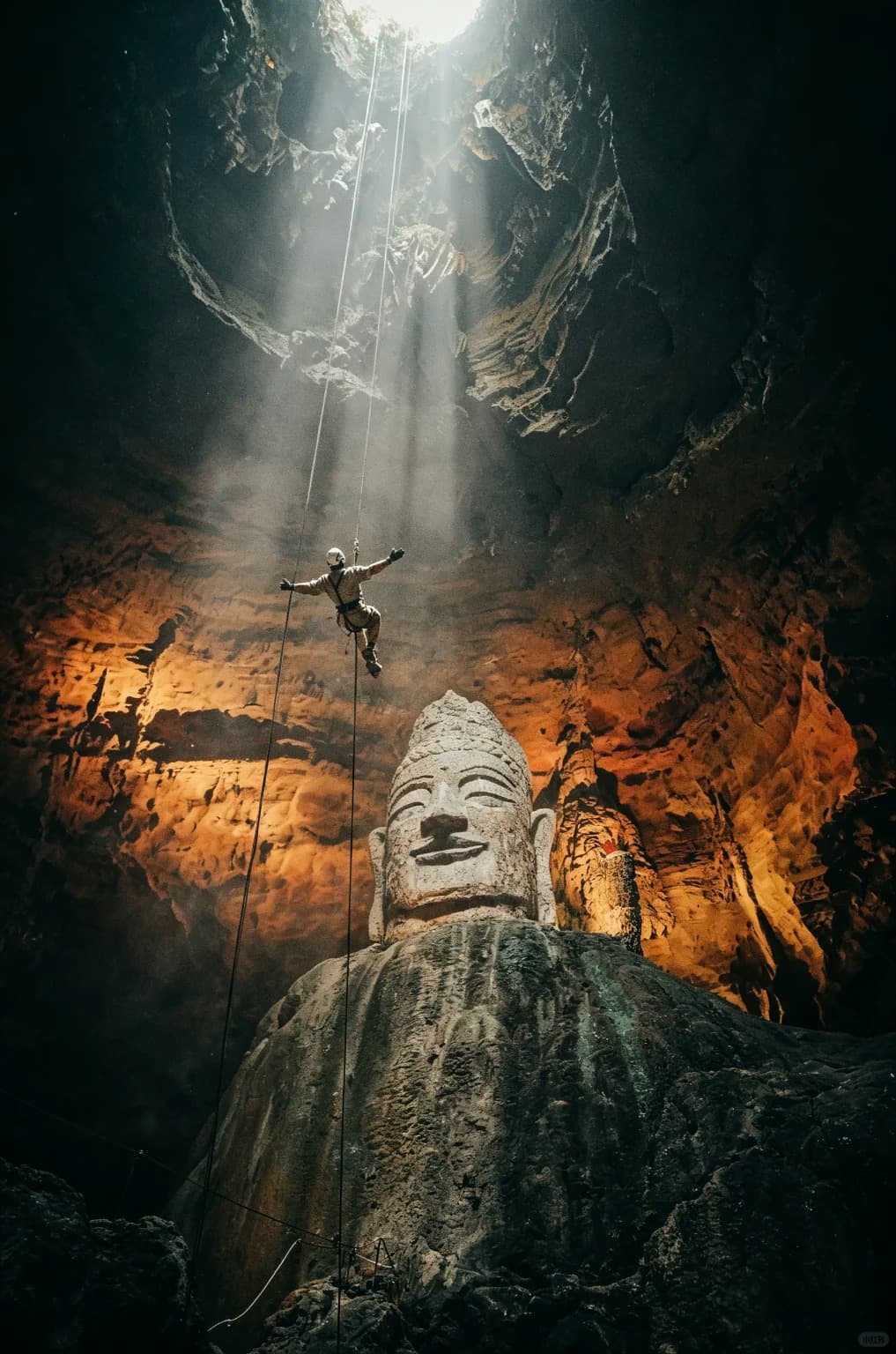 1-Day Tianyan Cave Adventure: Cliff Rappelling, Via Ferrata & Lava Hotpot Experience