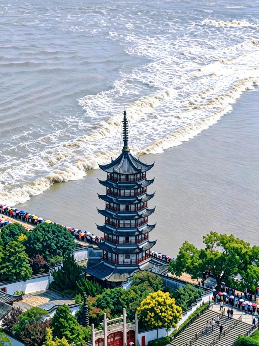 Qiantang River Tidal Bore & Yanguan Ancient Town Day Tour from Shanghai